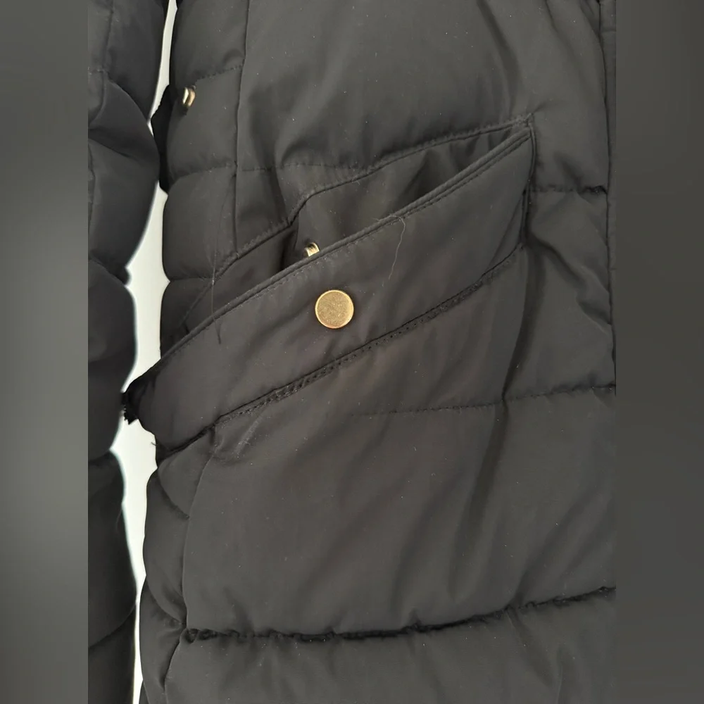 Zara Black Puffer Jacket with Fur Hood - Picture 9 of 9